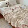 Manta de Gaze Dobrada com Textura Plissada de Algodão Puro Classe A, Ultra Macia e Respirável, com Bordas Onduladas, Manta Infantil, Manta de Sofá, Manta Toalha