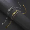 Pulseira Fina Dupla Camada Estilo Europeu e Americano com Letras "Mama" Aço Titânio Não Desbota Presente de Feriado para Mãe Acessório de Pulseira Versátil