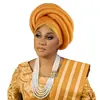 Lenço de cabeça africano transfronteiriço novo nigeriano indústria pesada touca de esponja enrolada turbante gele automático enrola