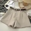 Shorts casuales de estilo europeo y americano para mujer, nueva colección verano 2025, moda coreana, adelgazantes, elegantes, de cintura alta, línea A, hot pants de pierna ancha