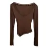 Roupas Femininas de Comércio Exterior Dongdaemun Coreano, Estilo Picante Puro e Doce, Muito Atraente, Decote Amplo, Acabamento em Renda, Bainha Pequena Pontiaguda, Longa