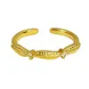 Anel Minimalista Vintage Liso Estreito Francês Retrô Escovado Geométrico Irregular Personalidade Anel para Mulheres