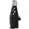Calça de moletom com letras e estrelas estilo americano para mulheres e homens, marca da moda de outono, caimento solto, fluida, estilo jogger, modeladora, calça de perna larga
