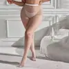 Tallas Grandes Medias de Red Europeas y Americanas de Encaje Conjunto de Lencería Sexy Medias de Red Pantimedias Sexy de Entrepierna Abierta Piernas Hermosas