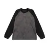 Sudadera Pulóver de Cuello Redondo para Hombre 2025 Otoño Nuevo Estilo Color Empalmado Jacquard Camiseta Base Estilo Japonés Retro Pareja Casual
