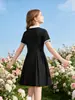 Vestido Polo de Color Sólido Estilo Universitario Coreano Transfronterizo, Nuevo Modelo de Verano para Niños Mayores, Cuello Camisero Color Bloqueado, Vestido Ceñido a la Cintura