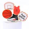Decoración para pastel de copyright directo de fábrica, decoración temática de zapatillas deportivas de baloncesto, tarjeta de pastel de cumpleaños enchufable