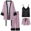 Pijama Delgado Estilo Ins Transfronterizo de Comercio Exterior para Mujer, Conjunto de Siete Piezas para Primavera y Otoño, Ropa de Casa con Patrón de Grulla, Pijama Delgado para Todas las Estaciones