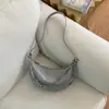 Bolsa de Ombro Minimalista de Nicho Transfronteiriça, Bolsa de Ombro de Couro com Cera de Abelha da Moda com Corrente para o Dia a Dia, Bolsa Transversal Casual Elegante de Alta Qualidade