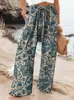 2026 Ropa de Mujer Transfronteriza Amazon Nuevo Cintura Alta Casual Holgado Pierna Ancha Pantalones Y2 Comercio Exterior Estampado Digital