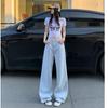 Jeans Anchos de Pierna Ancha Estilo Coreano Fresco para Jóvenes Reductores de Edad para Mujer Sueltos Adelgazantes Caídos Casuales Pantalones Versátiles