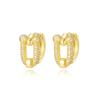 Brincos de fivela de ferradura em forma de U de diamante de luxo leve europeu e americano, fivela de orelha, estilo frio, estilo retrô, letra V oca, brincos de cobre