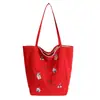 Bolso de Lona Bordado con Cachorro de Cereza Estilo Nuevo, Gran Capacidad, Bolso de Mano Simple para Mujer, Bolso de Hombro de Moda, Bolso Tote