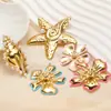 Colgante de Acero Inoxidable con Forma de Estrella de Mar y Flor de Caracola para Pendientes DIY, Accesorios de Joyería al por Mayor