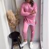 Marca 2024 Outono Estilo Urbano Roupas Femininas Colagem Poliéster Manga Longa Moda Casual Conjunto Origem Fornecimento