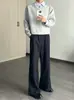Pantalones Rayados Texturizados con Bordado Láser Floral Hueco de Flor de Iris de Alta Calidad, Adecuados para Todas las Estaciones, Pantalones Casuales Ligeramente Acampanados