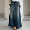2407 Ropa de nicho Falda vaquera anticuada estilo Hong Kong para mujer Primavera y Verano Nueva Falda de línea A de longitud media versátil retro