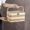 Cesta de Mano Tejida de Bambú Especialidad Fruta Comida Bodas y Funerales Regalos Inauguración de Casa Cumpleaños Empaque Festival del Bote del Dragón Festival de Primavera Caja de Regalo