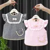 Bata de Bebê, Avental de Alimentação Infantil, Babador Impermeável, Vestido de Verão Fino Sem Mangas para Menina, Bata Princesa (para usar dos dois lados)