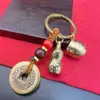 Chaveiro Cilindro Cem Bênçãos de Latão Atrai Riqueza Moeda dos Cinco Imperadores Cabaça de Cobre Traz Fortuna Chaveiro Vintage Pingente Unissex