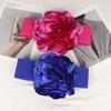 Cinturón de 7.2 cm de ancho para mujer rosa todo partido elástico cintura elástica moda accesorios decorativos de flor grande tridimensional
