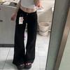 Calça Jeans Flare Preta de Cintura Alta para Mulheres, Design de Primavera e Outono, Elegante Petite Versátil Elástica Modeladora Boca de Sino