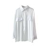 [Oufan] Camisa Elegante de Color Puro 7152 para Mujer, Nuevo Estilo de Verano Ropa Coreana para Mujer, Camisa de Manga Larga con Cuello para Proteger del Sol