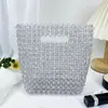 2026 Nuevo Bolso de Mano de Cristal Transparente con Perlas Ins Tejido a Mano Tipo Cubo para Mujer, Bolso de Mano de Nicho de Verano, Bolso de Playa