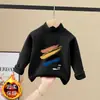 Camiseta Térmica de Manga Larga con Cuello Medio Alto de Forro Polar para Niños, Ropa Interior, Estilo Nuevo Otoño e Invierno, Top Cálido y Versátil