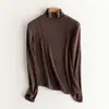 Capa base térmica de lana de cuello alto irregular, top simple de manga larga de color liso, top ajustado para otoño/invierno, estilo nuevo, efecto adelgazante