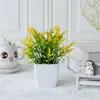 Lavanda Artificial en Maceta Más Vendida de Amazon Decoraciones para Escritorio de Casa Plantas Verdes Simuladas Plástico Pequeño Bonsái Adornos Venta al por Mayor
