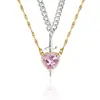 Collar de Pareja Moda Corazón y Espada Acero Inoxidable Colgante Rosa en Forma de Corazón Capas para Pareja Diseño Francés Cadena para Mujer