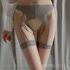 Envío Gratis Sexy Negro Seda Tentación Abertura Libre Correa Falsa Estampado de Seda Panties Falsos de Color Contrastante Traje Medias Pantyhose