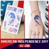Adesivo de Tatuagem Adesivo para o Dia da Independência dos EUA Transfronteiriço Adesivo Descartável à Prova d'Água Bandeira de Transferência de Água Adesivo para Rosto Tatuagem Temporária Europa e América