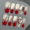 Piezas de Uñas Portátiles Hechas Completamente a Mano, Arte de Uñas Popular al por Mayor, Reutilizables, Uñas Postizas con Estampado de Leopardo Brillante con Diamantes Grandes