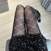 Meias finas cinza primavera e verão sexy diamante xadrez oco meia-calça meias arrastão de seda preta meias de perna