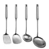 Utensilios de Cocina de Acero Inoxidable, Herramientas de Cocina Engrosadas Antideslizantes, Espátula Doméstica, Colador, Cuchara para Sopa, Espátula para Freír, Utensilios para Cocinar Fideos