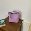 Bolso Tote Nuevo de Verano 2026 para Mujer, Bolso con Patrón Tejido, Diseño de Nicho, Bolso Cubo de Hombro Cruzado de Color Sólido a la Moda