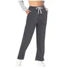 Pantalones casuales sueltos de pierna ancha de cintura alta de color liso con cordones para mujer, nuevos de primavera-verano, transfronterizos europeos y americanos, Amazon