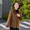 2026 Roupa para Mãe Estilo Primavera e Outono Jaqueta Lapela de Alta Qualidade Top Roupa para Mulheres de Meia-Idade Outono Fina Confortável Jaqueta de Lã