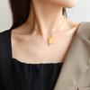 Gargantilla griega con colgante cuadrado de rosa, marca inglesa, para San Valentín, cadena de clavícula para mujer, joyería de acero de titanio P957