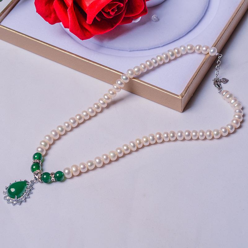 母亲节天然淡水珍珠妈妈链套装 民族风玛瑙项链手链耳