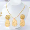 Conjunto de collar y aretes de tres piezas con textura geométrica plisada grande para mujer, simple y versátil