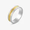 Europa e Estados Unidos joias mais vendidas sala de joias ouro duas cores anel feminino de aço inoxidável 6mm fresagem em lote faca oblíqua anel masculino de aço titânio