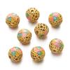 Flor de Dezembro Método Antigo Transferência Contas Esmalte Cloisonné Óleo Contas Vazadas Xisto Dourado Pulseira DIY Acessórios Contas