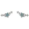 Pendientes de moda de lujo ligero estilo francés con circonita de estrella azul para mujer, elegantes, sencillos, versátiles, de alta gama, súper brillantes, venta al por mayor