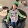 Versión coreana de ropa para niños camiseta de manga larga algodón estampado de dibujos animados camiseta para niñas otoño cuello redondo camiseta interior para niños una generación de pelo