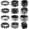 9 Peças de Venda Direta da Fábrica Exagerados Braceletes Masculinos de Couro Sintético, Joias de Pulseira Punk Europeias e Americanas Não Convencionais com Tachas e Rebites