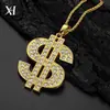 Collar de Cadena de Oro con Dólar Hip-Hop 2025 Verano Discoteca de Moda Collar Transfronterizo Más Vendido Aleación de Zinc con Pedrería