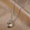 Collar colgante de flor de circón rosa de moissanita de un quilate de moda para mujer, nuevo diseño de nicho a la moda con elegancia